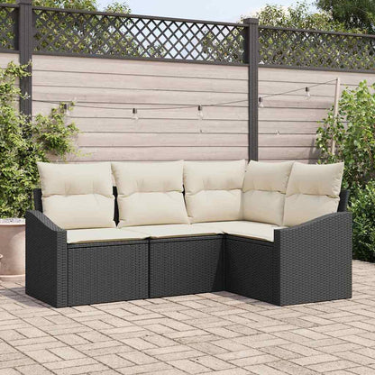 Set Divano da Giardino 4 pcs Nero e Bianco polyrattan | homemem39