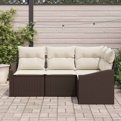 Set Divano da Giardino 4 pcs Marrone e bianco polyrattan | homemem39