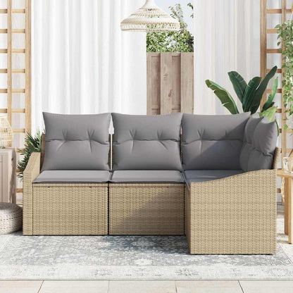 Set Divano da Giardino 4 pcs Beige e Grigio Chiaro polyrattan | homemem39