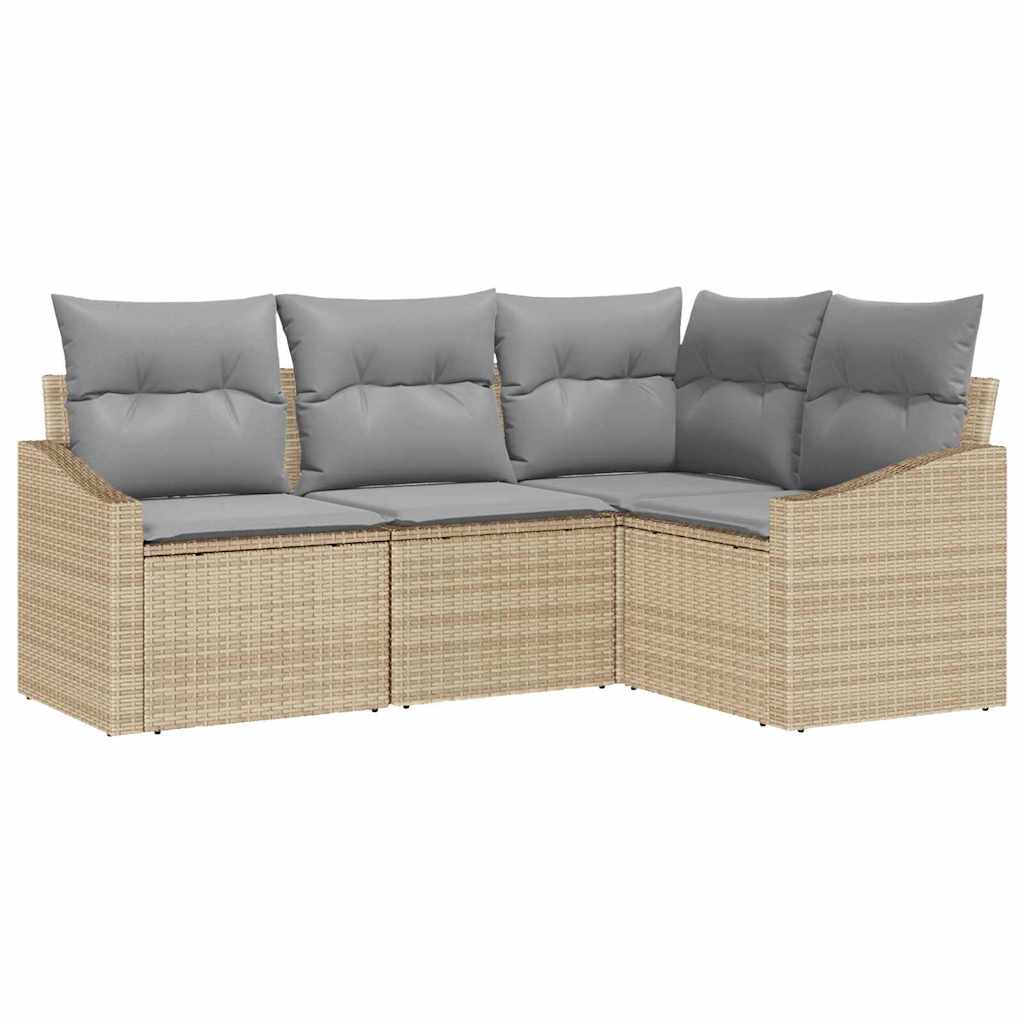 Set Divano da Giardino 4 pcs Beige e Grigio Chiaro polyrattan | homemem39