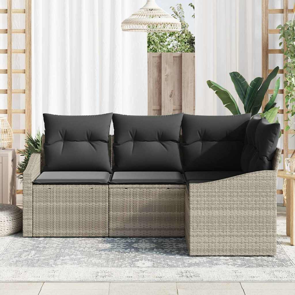Set Divano da Giardino 4 pcs Grigio chiaro polyrattan | homemem39