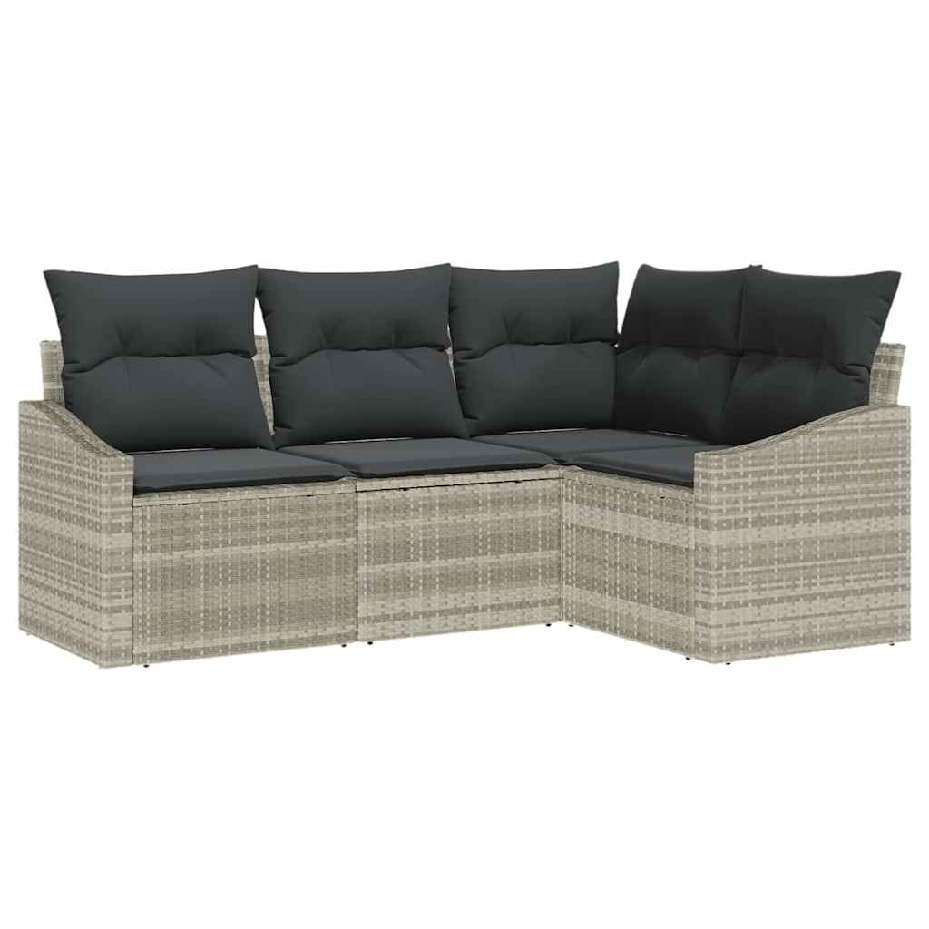 Set Divano da Giardino 4 pcs Grigio chiaro polyrattan | homemem39