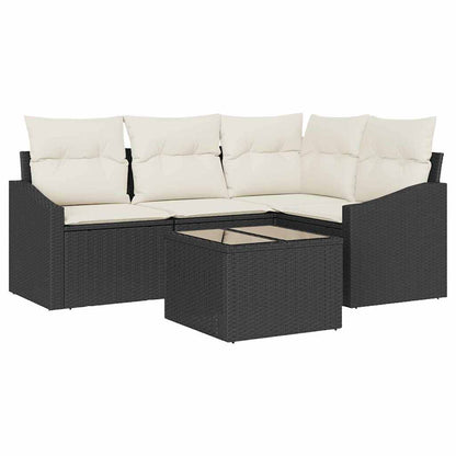 Set Divano da Giardino 5 pcs Marrone e Crema polyrattan | homemem39