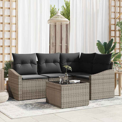 Set di divani con cuscino 5 pcs Grigio chiaro polyrattan