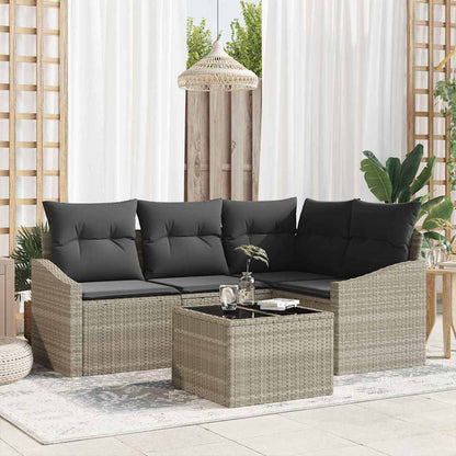 Set Divano da Giardino 5 pcs Grigio chiaro polyrattan | homemem39
