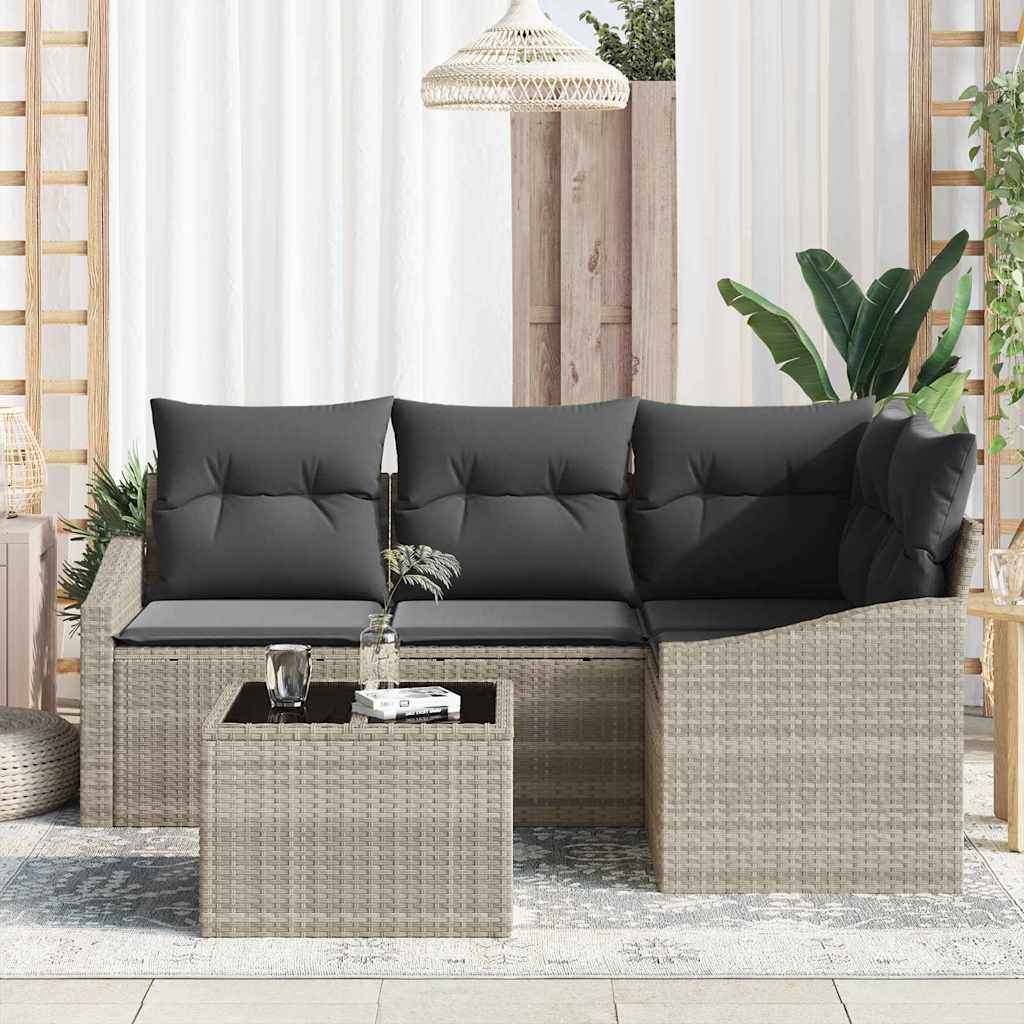 Set Divano da Giardino 5 pcs Grigio chiaro polyrattan | homemem39