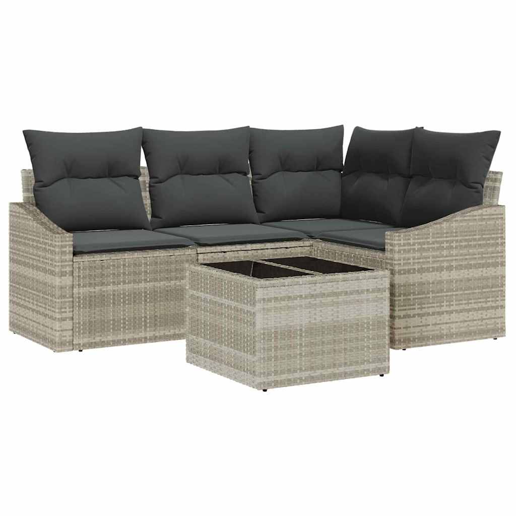 Set Divano da Giardino 5 pcs Grigio chiaro polyrattan | homemem39