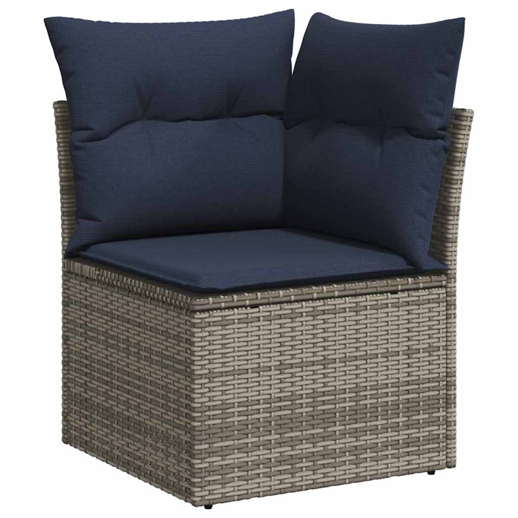 Set Divano da Giardino 5 pcs Grigio e Blu Navy polyrattan | homemem39