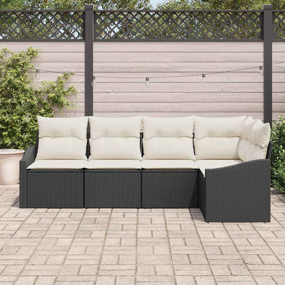 Set Divano da Giardino 5 pcs Nero e Bianco polyrattan | homemem39