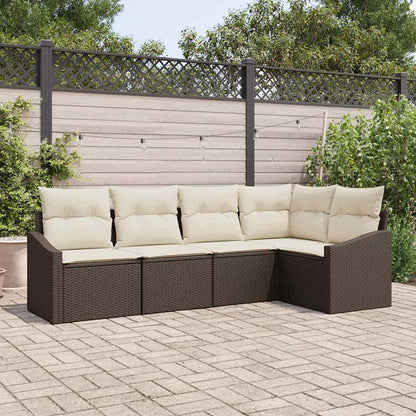 Set Divano da Giardino 5 pcs Marrone e bianco polyrattan | homemem39