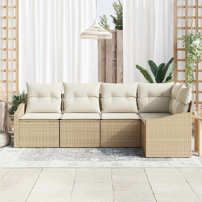 Set Divano da Giardino 5 pcs Beige e Bianco polyrattan | homemem39
