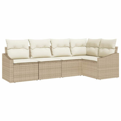 Set Divano da Giardino 5 pcs Beige e Bianco polyrattan