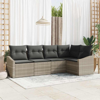 Set Divano da Giardino 5 pcs Grigio chiaro polyrattan | homemem39