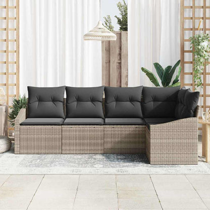 Set Divano da Giardino 5 pcs Grigio chiaro polyrattan | homemem39