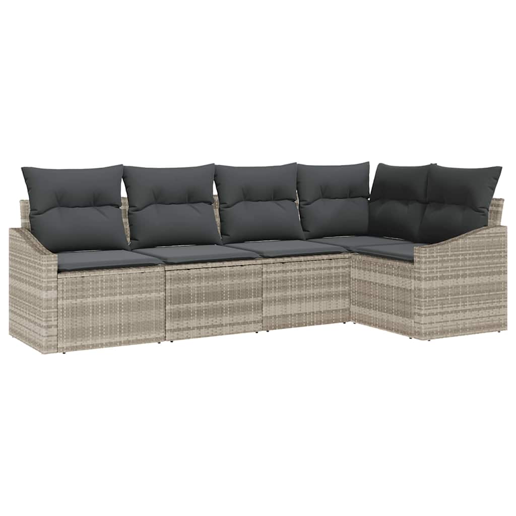 Set Divano da Giardino 5 pcs Grigio chiaro polyrattan | homemem39