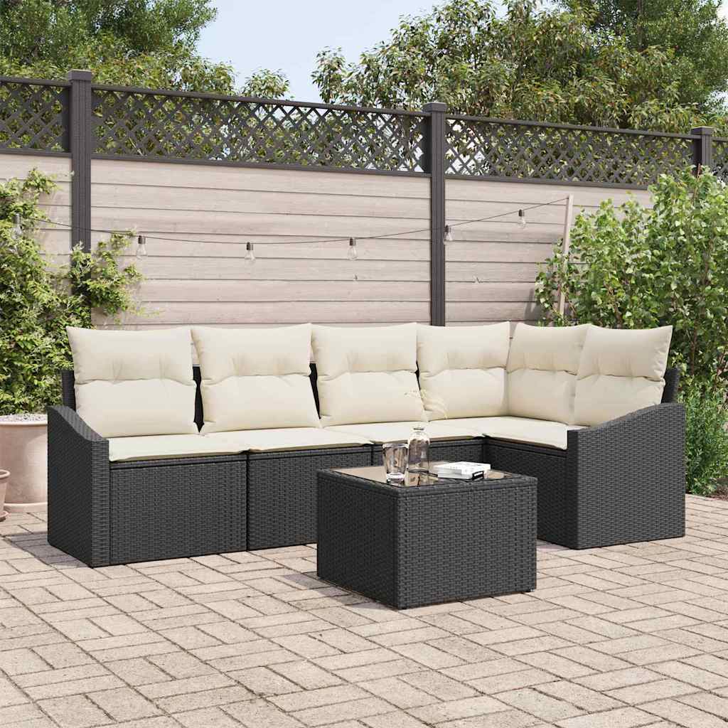 Set Divano da Giardino 6 pcs Marrone e Crema polyrattan
