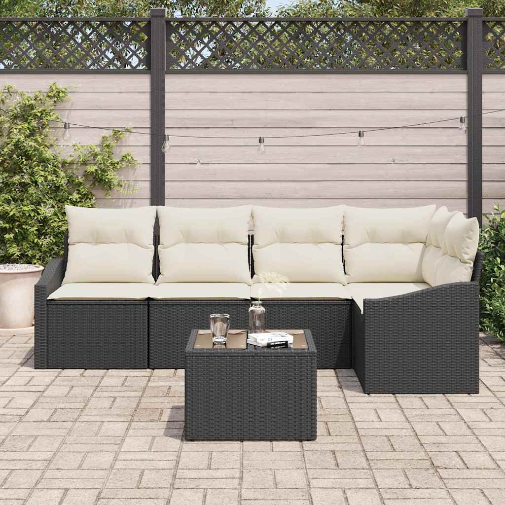 Set Divano da Giardino 6 pcs Marrone e Crema polyrattan | homemem39