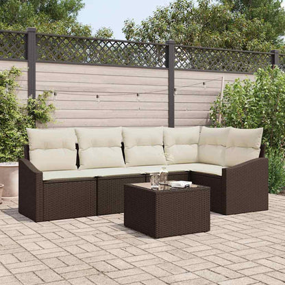 Set Divano da Giardino 6 pcs Marrone e Crema polyrattan | homemem39