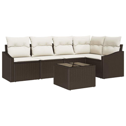 Set Divano da Giardino 6 pcs Marrone e Crema polyrattan | homemem39