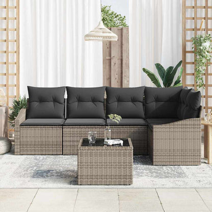 Set Divano da Giardino 6 pcs Grigio chiaro polyrattan | homemem39