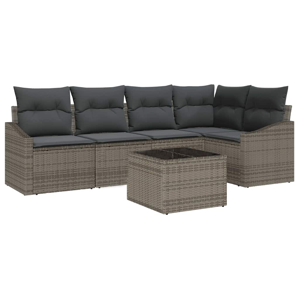Set Divano da Giardino 6 pcs Grigio chiaro polyrattan | homemem39
