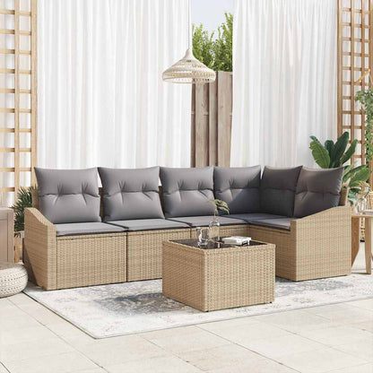Set Divano da Giardino 6 pcs Beige e Grigio Chiaro polyrattan | homemem39