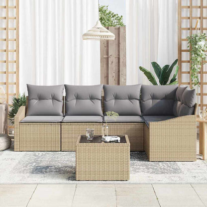 Set Divano da Giardino 6 pcs Beige e Grigio Chiaro polyrattan | homemem39