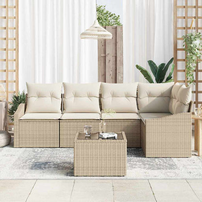 Set Divano da Giardino 6 pcs Beige e Crema polyrattan | homemem39