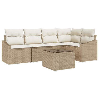 Set Divano da Giardino 6 pcs Beige e Crema polyrattan | homemem39