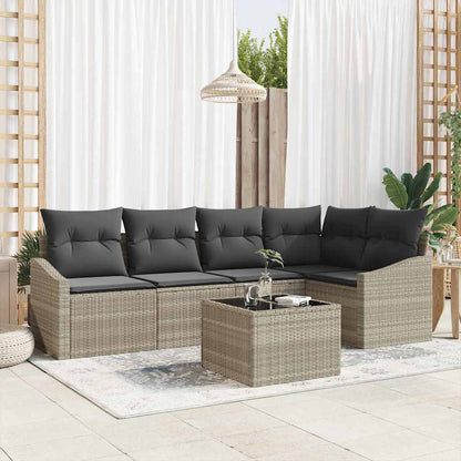 Set Divano da Giardino 6 pcs Grigio chiaro polyrattan | homemem39