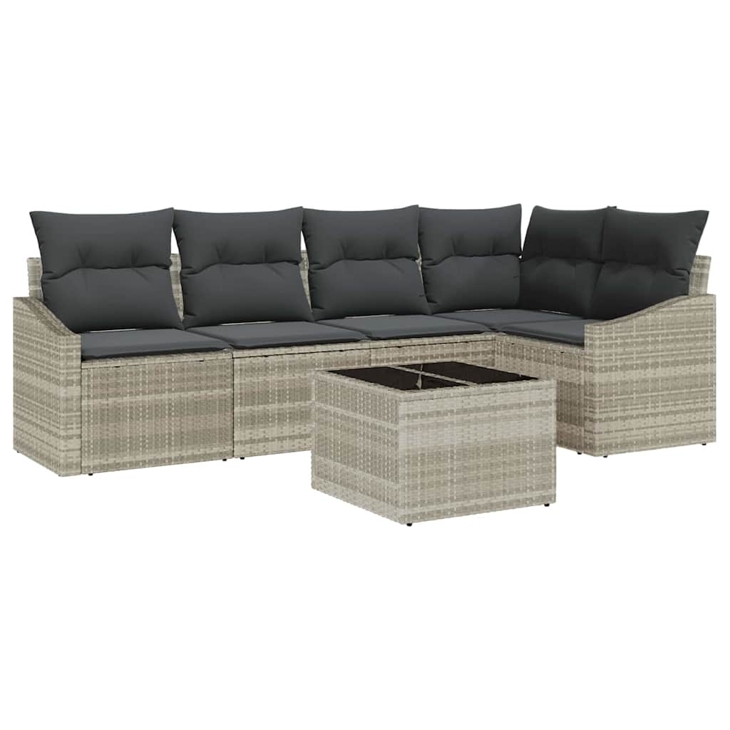 Set Divano da Giardino 6 pcs Grigio chiaro polyrattan | homemem39