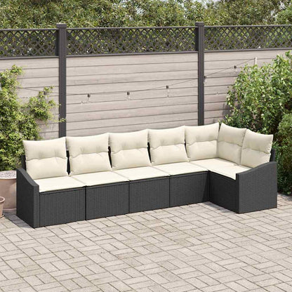 Set Divano da Giardino 6 pcs Nero e Bianco polyrattan | homemem39
