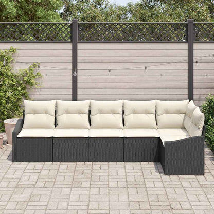 Set Divano da Giardino 6 pcs Nero e Bianco polyrattan | homemem39