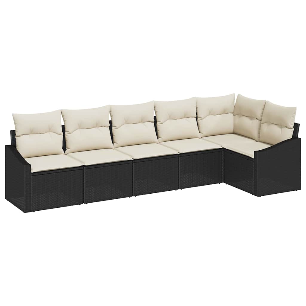 Set Divano da Giardino 6 pcs Nero e Bianco polyrattan | homemem39
