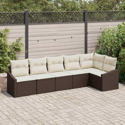 Set Divano da Giardino 6 pcs Marrone e bianco polyrattan