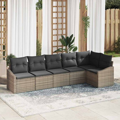 Set Divano da Giardino con cuscino 6 pcs Grigio polyrattan | homemem39