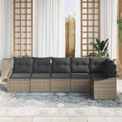 Set Divano da Giardino con cuscino 6 pcs Grigio polyrattan | homemem39