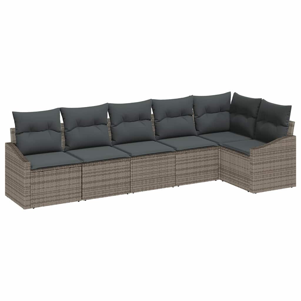 Set Divano da Giardino con cuscino 6 pcs Grigio polyrattan | homemem39