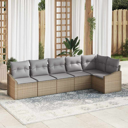 Set Divano da Giardino 6 pcs Beige e Grigio Chiaro polyrattan | homemem39