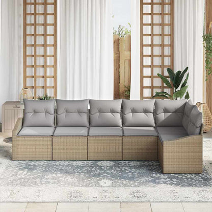 Set Divano da Giardino 6 pcs Beige e Grigio Chiaro polyrattan | homemem39