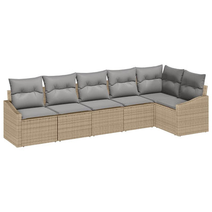 Set Divano da Giardino 6 pcs Beige e Grigio Chiaro polyrattan | homemem39