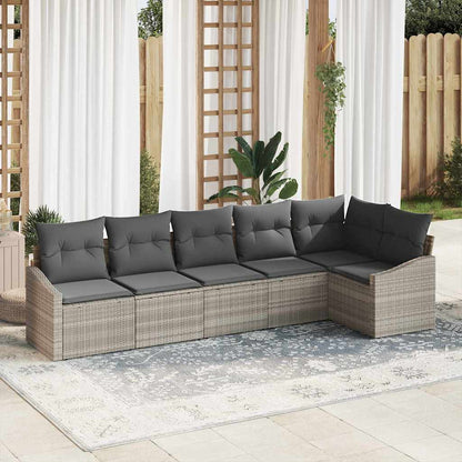 Set Divano da Giardino 6 pcs Grigio chiaro polyrattan | homemem39
