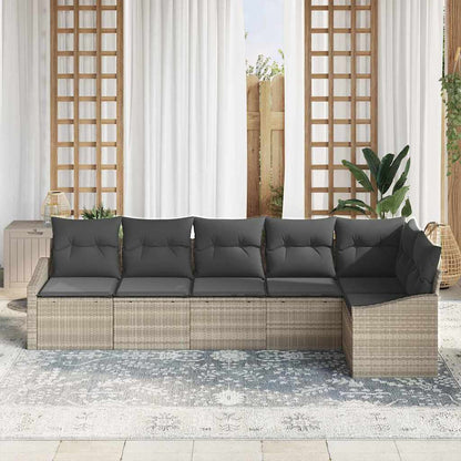 Set Divano da Giardino 6 pcs Grigio chiaro polyrattan | homemem39