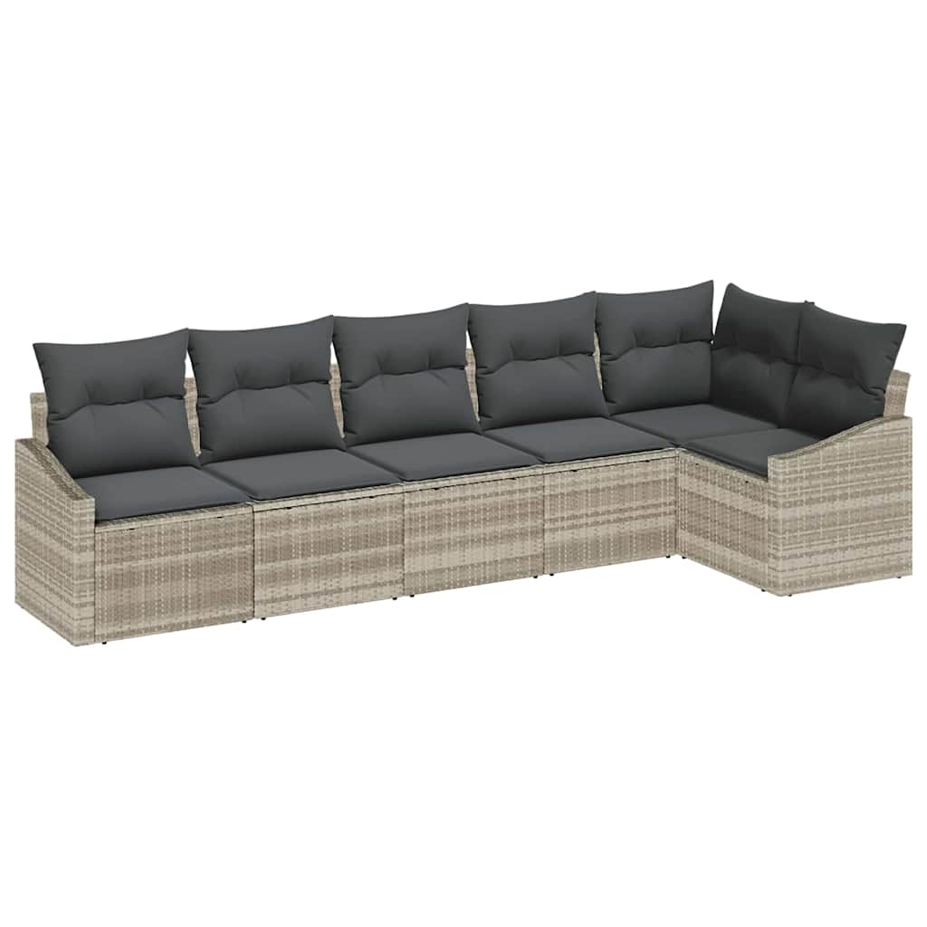 Set Divano da Giardino 6 pcs Grigio chiaro polyrattan | homemem39