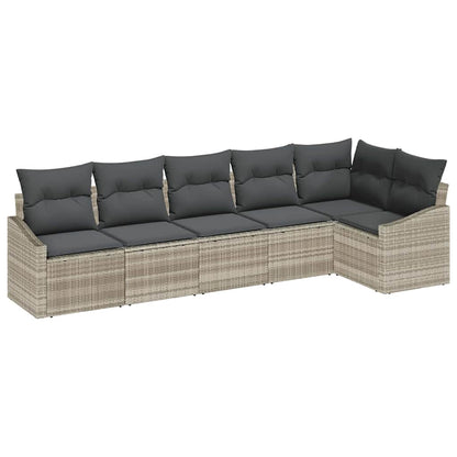 Set Divano da Giardino 6 pcs Grigio chiaro polyrattan | homemem39