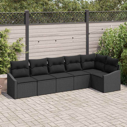 Set Divano da Giardino con cuscino 6 pcs Nero polyrattan | homemem39