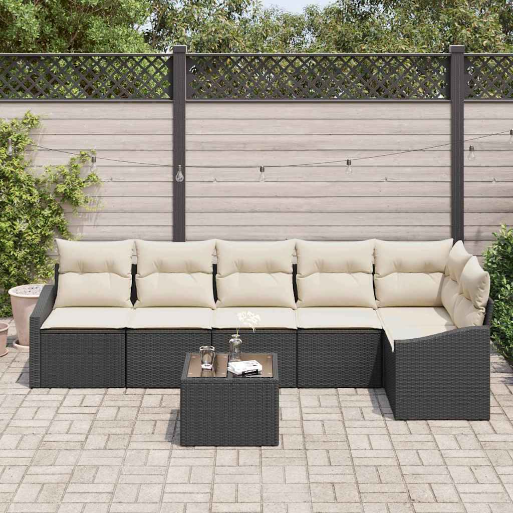 Set Divano da Giardino 7 pcs Marrone e Crema polyrattan | homemem39