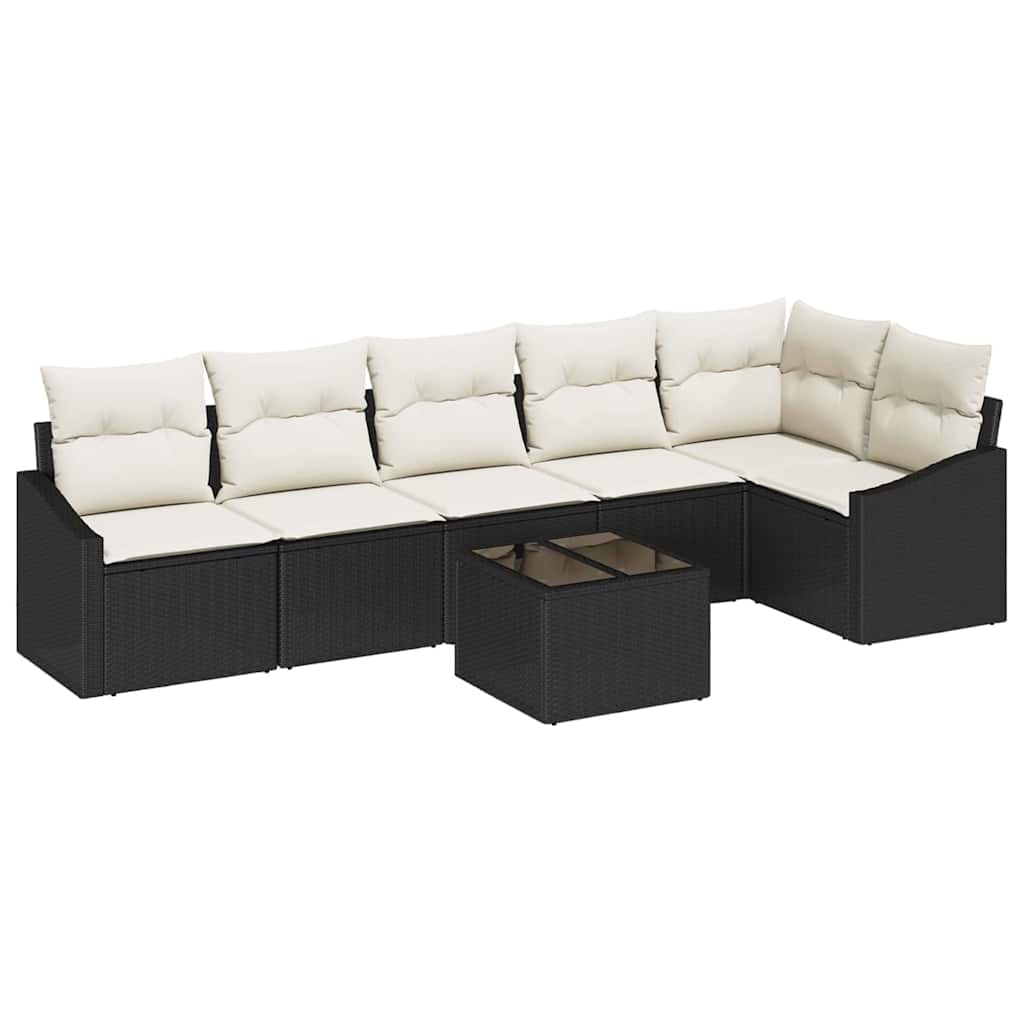 Set Divano da Giardino 7 pcs Marrone e Crema polyrattan | homemem39