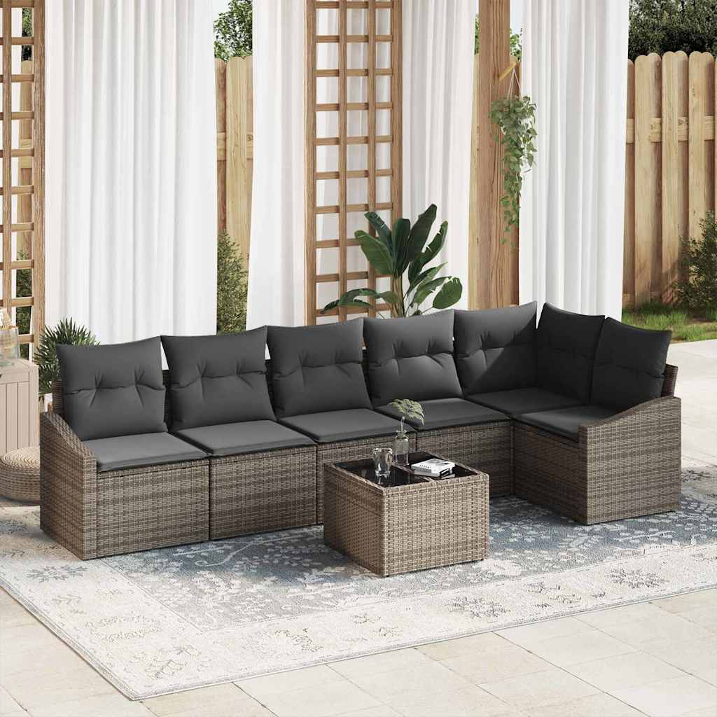 Set Divano da Giardino 7 pcs Grigio chiaro polyrattan | homemem39