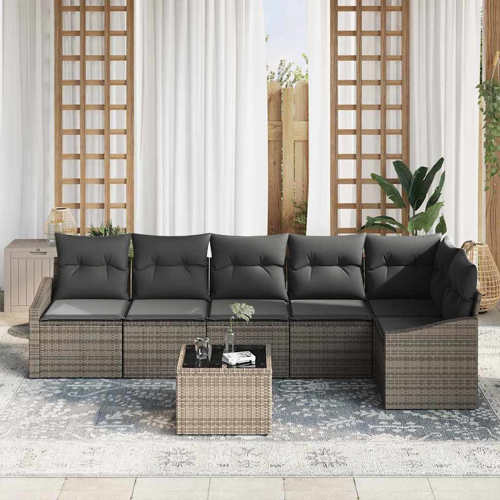 Set Divano da Giardino 7 pcs Grigio chiaro polyrattan | homemem39